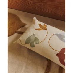 ferm Living Embroidered Pillow, Swift Bird Design - 60 x 40 cm