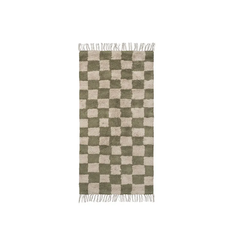 ferm Living Rug, Mara Washable Rug in Elm Green/Warm Sand - 80 x 150 cm