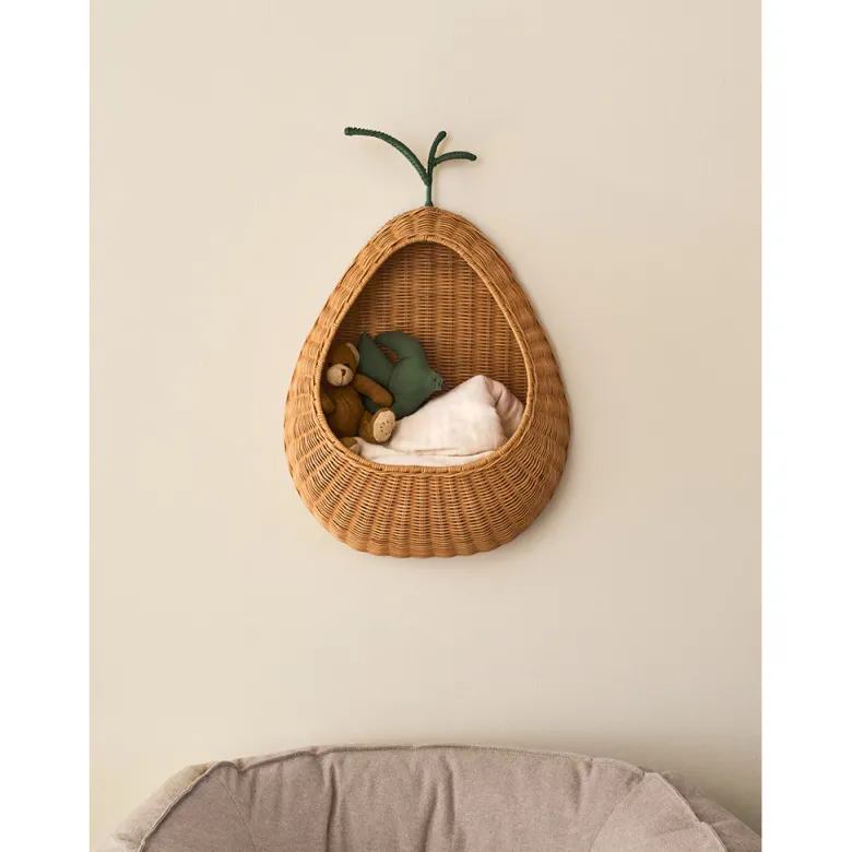 ferm Living Wall Basket, Pear Braided - Natural