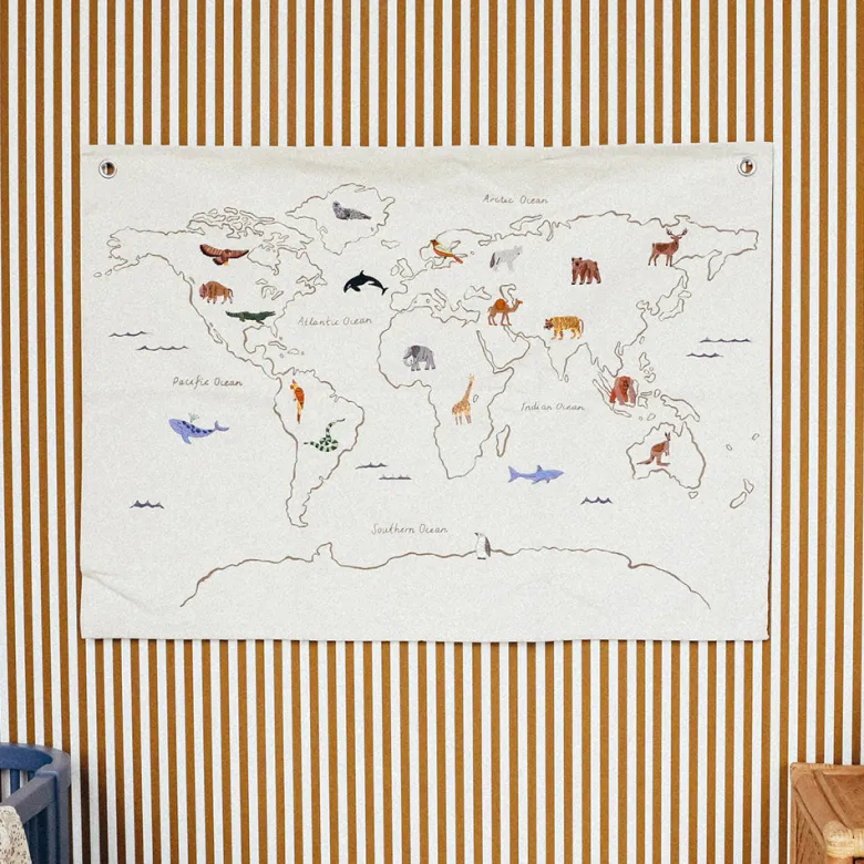 ferm Living Wall Hanging/Textile Art, The World - Off-White