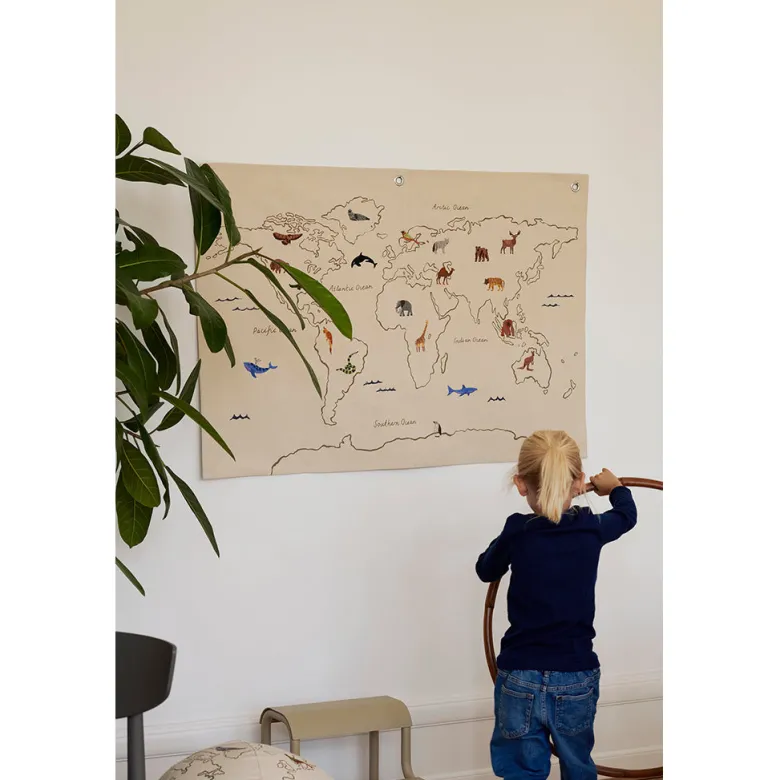 ferm Living Wall Hanging/Textile Art, The World - Off-White