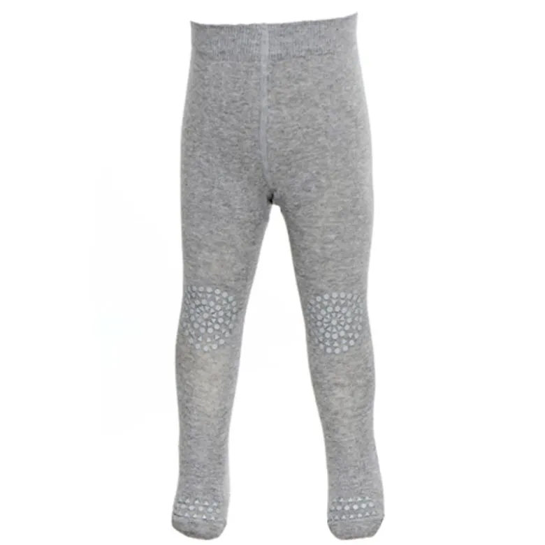 GoBabyGo Crawling Tights with Non-Slip Rubber Pads, Grey Melange
