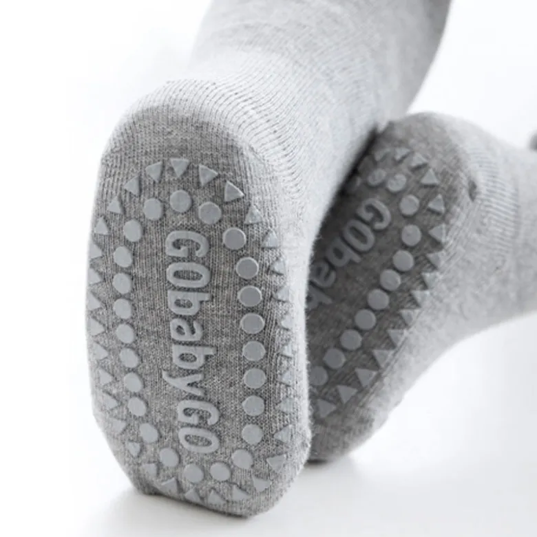 GoBabyGo Crawling Tights with Non-Slip Rubber Pads, Grey Melange