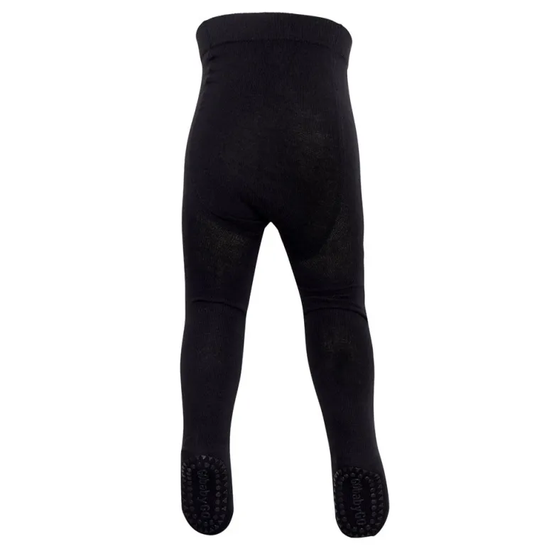GoBabyGo Crawling Tights with Non-Slip Dots, Black