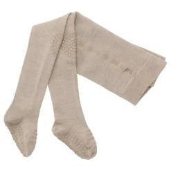 GoBabyGo Crawling Tights with Grips, Sand - Wool