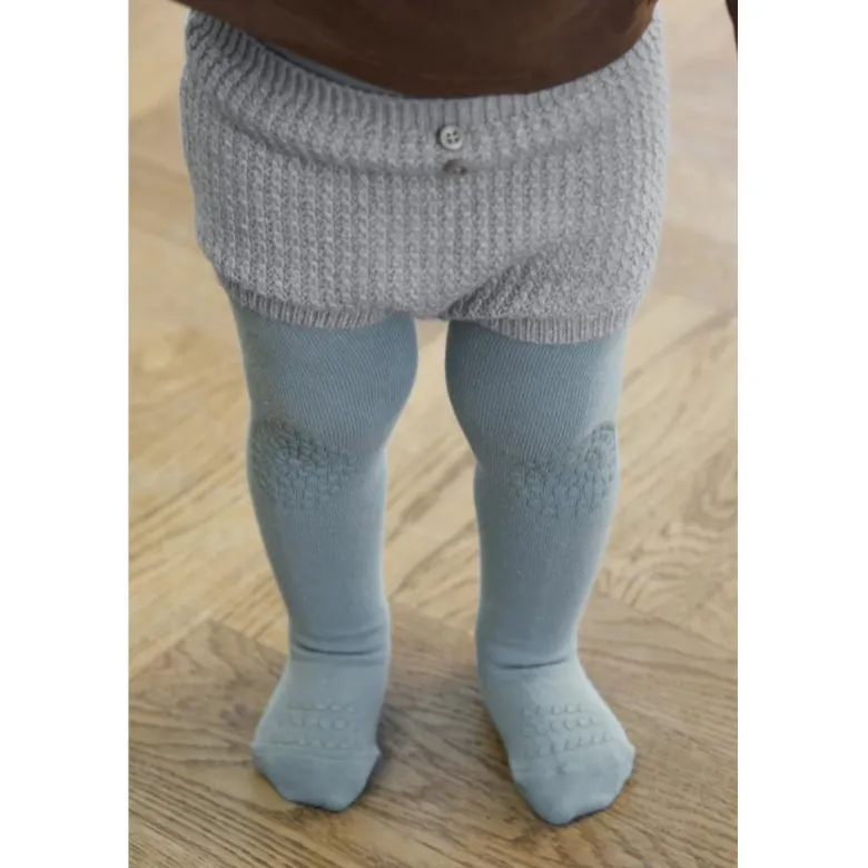 GoBabyGo Crawling Tights with Rubber Grips, Dusty Blue