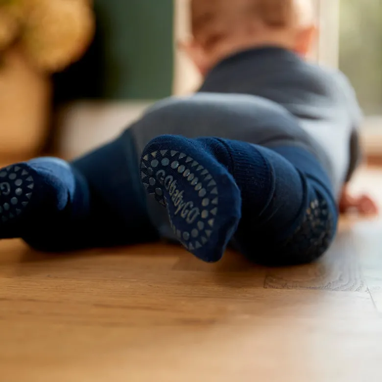 GoBabyGo Crawling Tights with Grips, Navy Blue