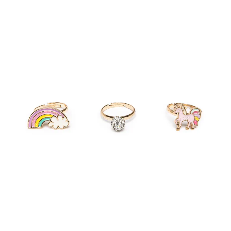Great Pretenders 3 Finger Rings, Unicorn Rainbow