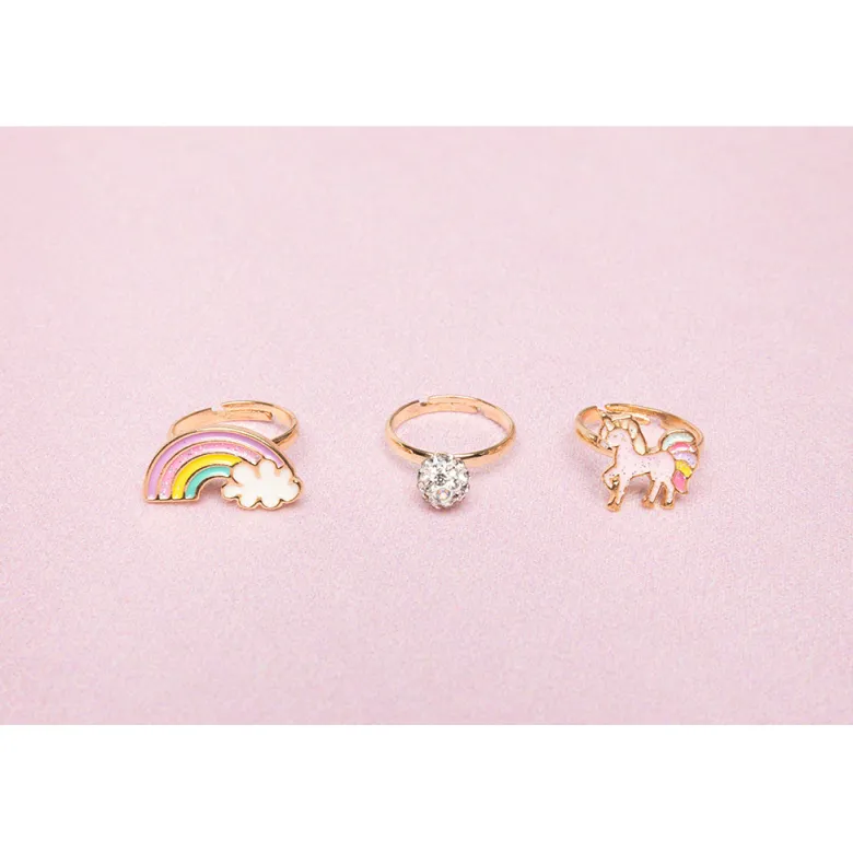 Great Pretenders 3 Finger Rings, Unicorn Rainbow