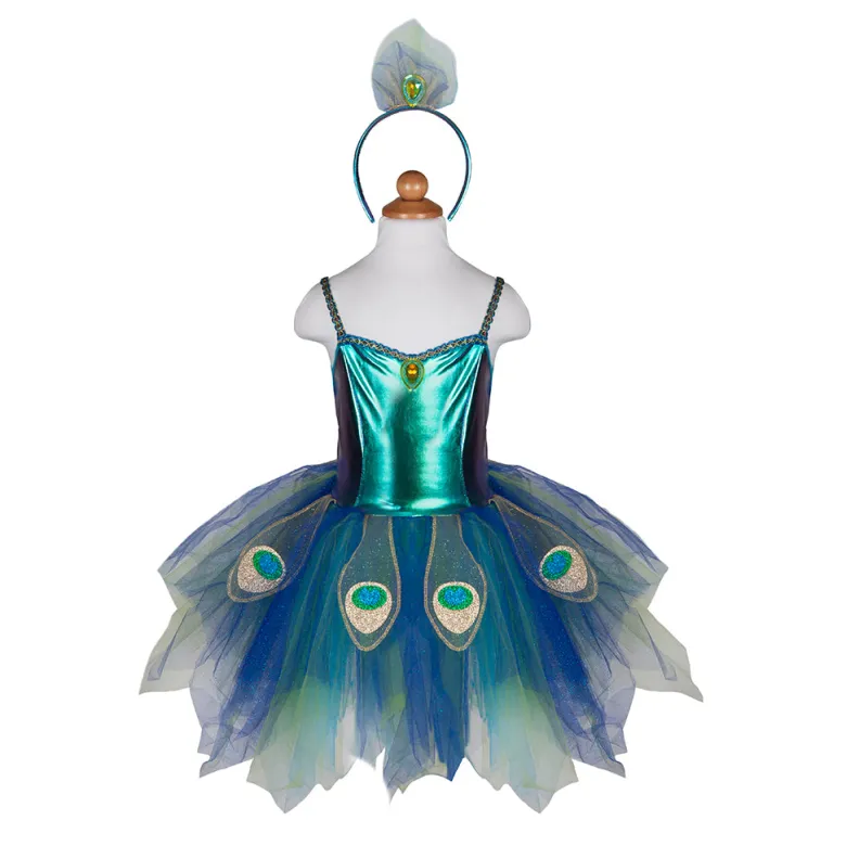 Great Pretenders Costume, Peacock Dress and Headband - Size 4-6 Years