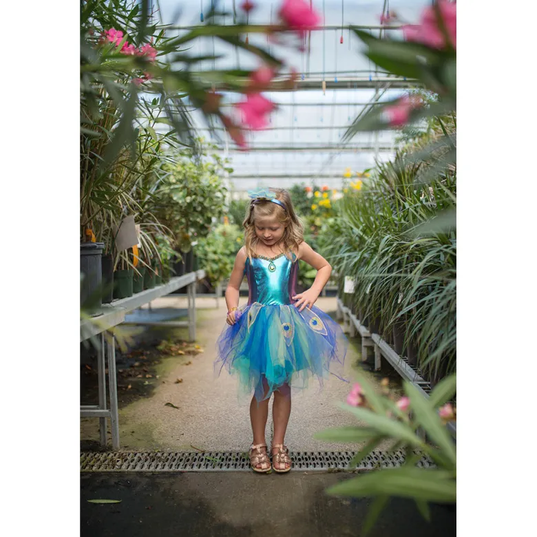 Great Pretenders Costume, Peacock Dress and Headband - Size 4-6 Years