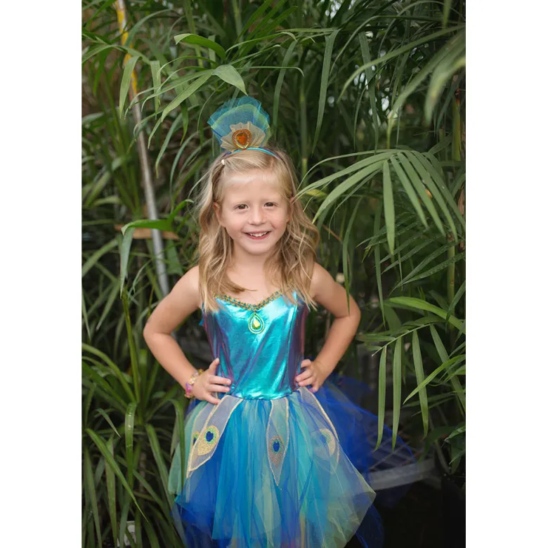 Great Pretenders Costume, Peacock Dress and Headband - Size 4-6 Years