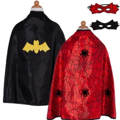 Great Pretenders Costume, Reversible Cape and Mask, Spiderman/Batman - Size 4-6 Years