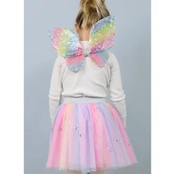 Great Pretenders Costume, Rainbow Butterfly Skirt with Wings and Wand - Size 4-6 Years
