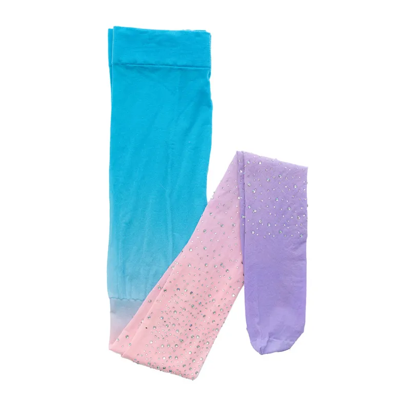 Great Pretenders Costume, Rhinestone Tights - Pink/Blue, Size 3-8 Years.