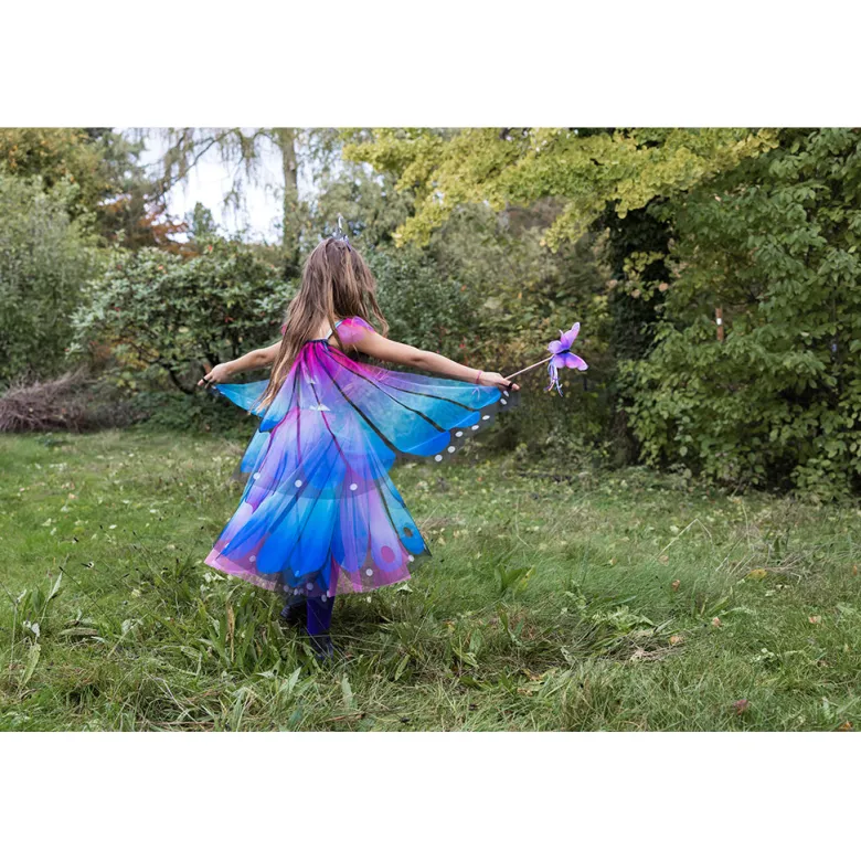 Great Pretenders Dress-Up Outfit, Blue/Purple Butterfly Dress with Wings - Size 2-6 Years