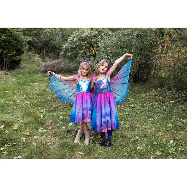 Great Pretenders Dress-Up Outfit, Blue/Purple Butterfly Dress with Wings - Size 2-6 Years