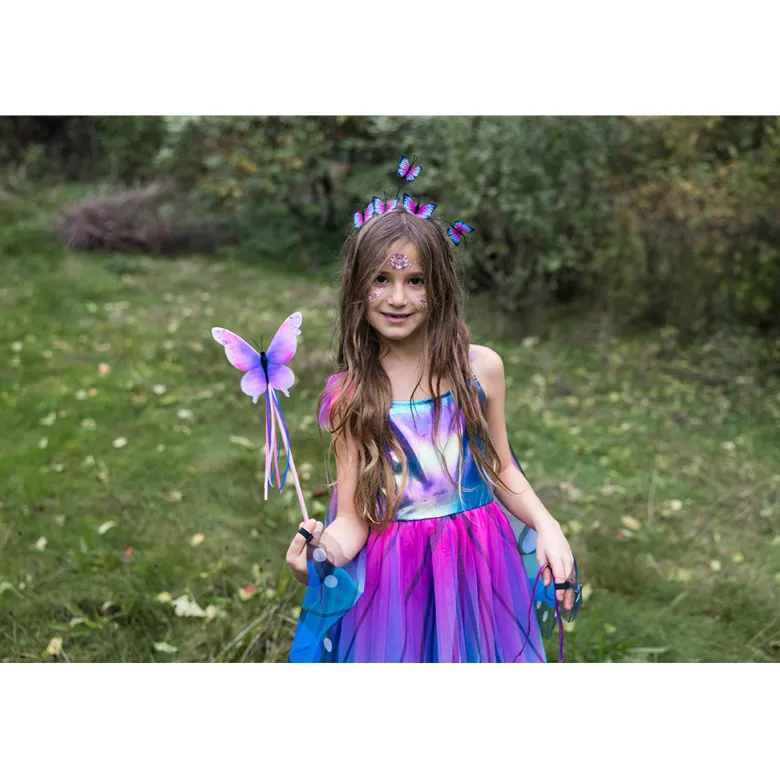 Great Pretenders Dress-Up Outfit, Blue/Purple Butterfly Dress with Wings - Size 2-6 Years