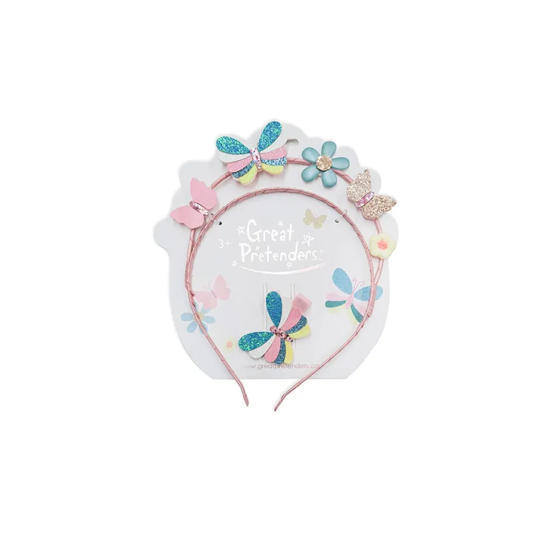 Great Pretenders Headband and Hair Clip, Butterflies for Days