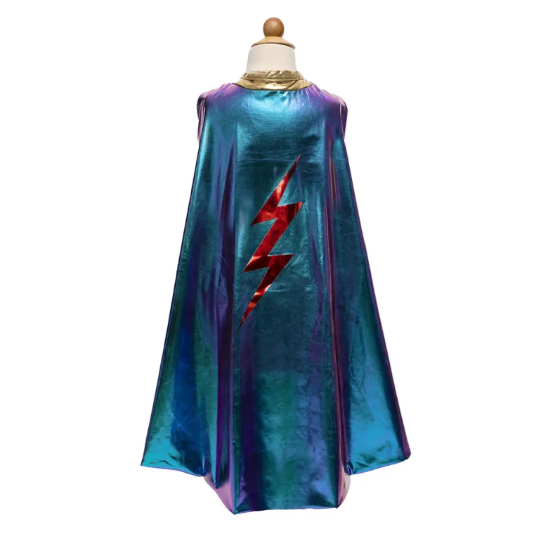 Great Pretenders Superhero Cape, Blue Lightning, Reversible - Size 5-6 Years