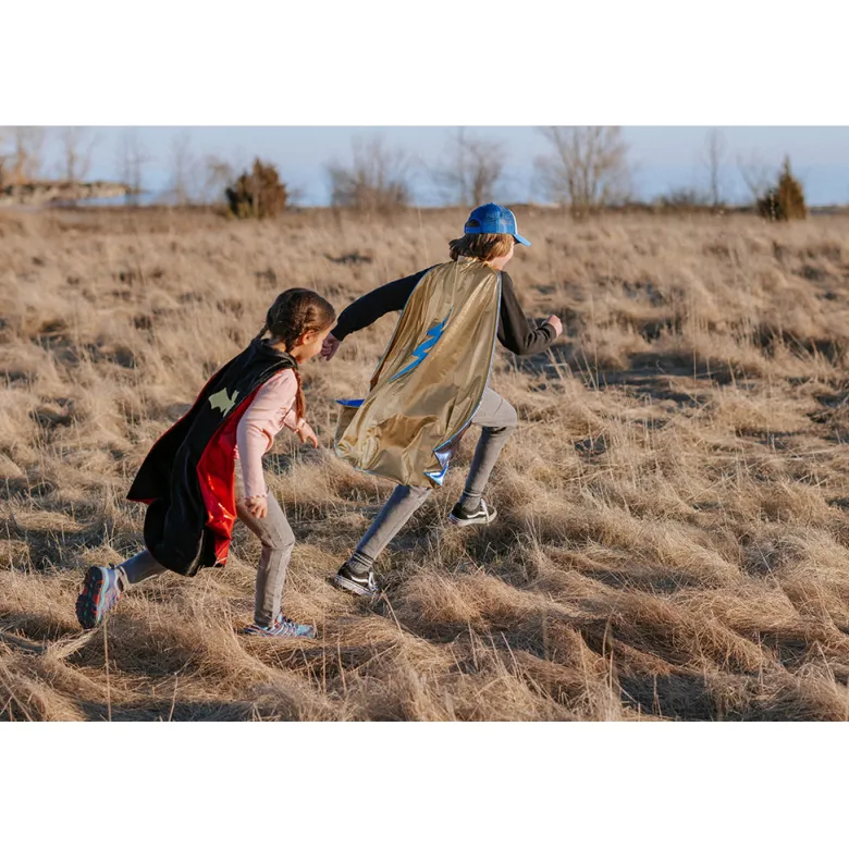 Great Pretenders Superhero Cape, Blue Lightning, Reversible - Size 5-6 Years