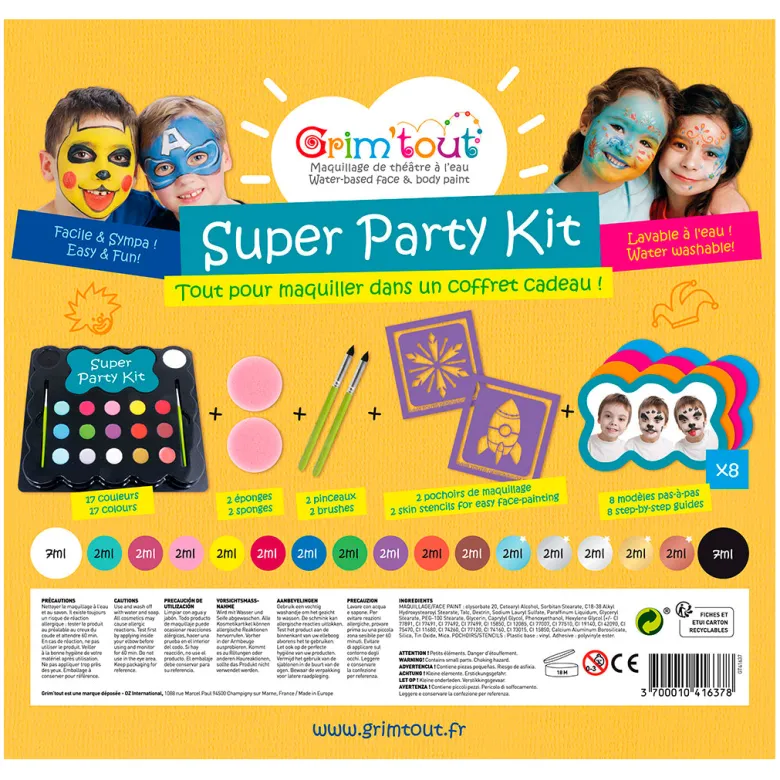 Grim Tout Face Paint, Super Party Kids - 17 Colors