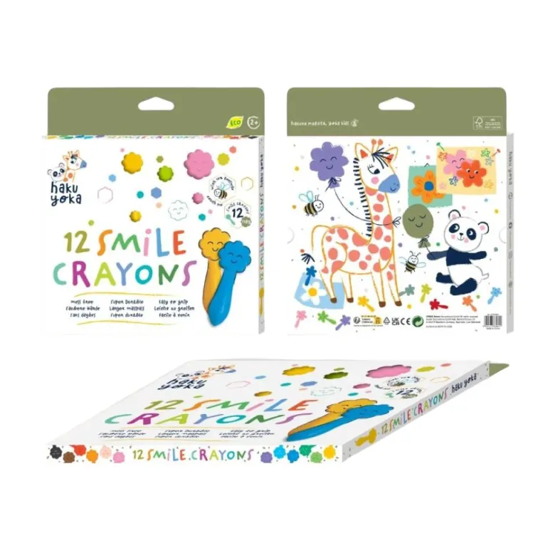 Haku Yoka, 12 Colored Crayons – Smiling Faces