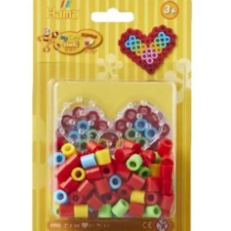 Hama Bead Plate Set, Heart + 100 Beads