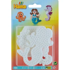 Hama Midi Bead Plate Set, 3 Small - Hexagon, Seahorse, and Mermaid
