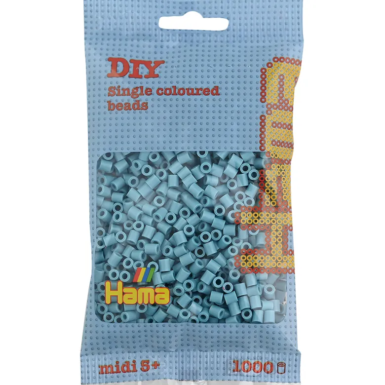 Hama Midi Beads in Bag, Light Turquoise - 1000 Pieces