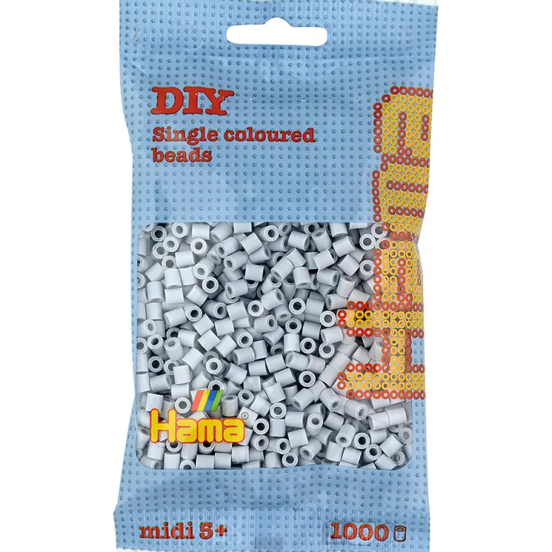 Hama Midi Beads in Bag, Light Grey - 1000 Pieces