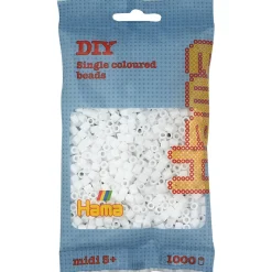 Hama Midi Beads in Bag, White - 1000 pcs