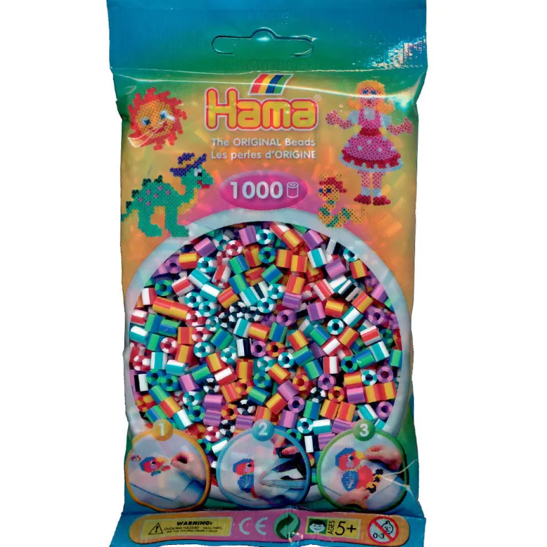 Hama Midi Beads, Striped – 1,000 pcs in Bag