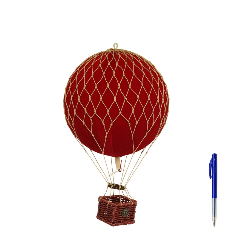 Hot Air Balloon in Velvet Red – H: 30 x D: 18 cm