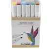 Illustration Marker, Dual Tip, 1mm & 8mm Lines, Set of 24 – Supplementary Colours