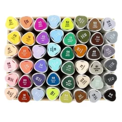 Illustration Markers, Double-Ended, 1mm + 8mm Tips, 48 Pieces - Standard Colors