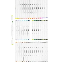 Illustration Markers, Double-Ended, 1mm + 8mm Tips, 48 Pieces - Standard Colors