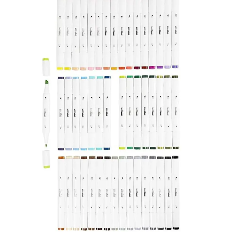 Illustration Markers, Double-Ended, 1mm + 8mm Tips, 48 Pieces - Standard Colors