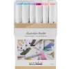 Illustration Markers, Dual Tip, 1mm + 8mm Line, Set of 24 - Pastel and Standard Colors