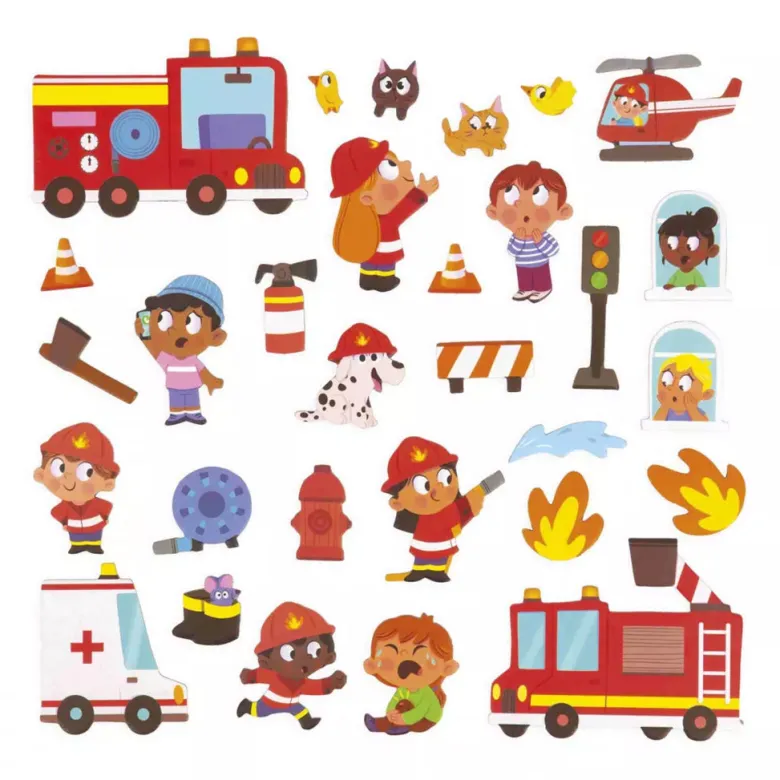 Janod Magnetbog, 30 pcs. Firefighters