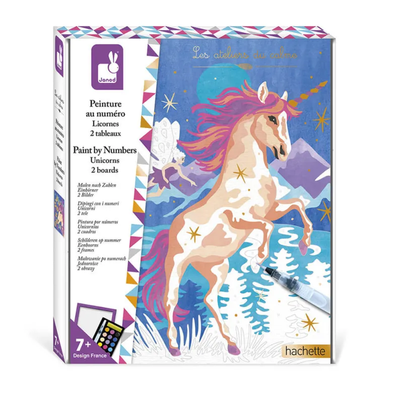 Janod Painting Kit, Paint by Numbers – Unicorns