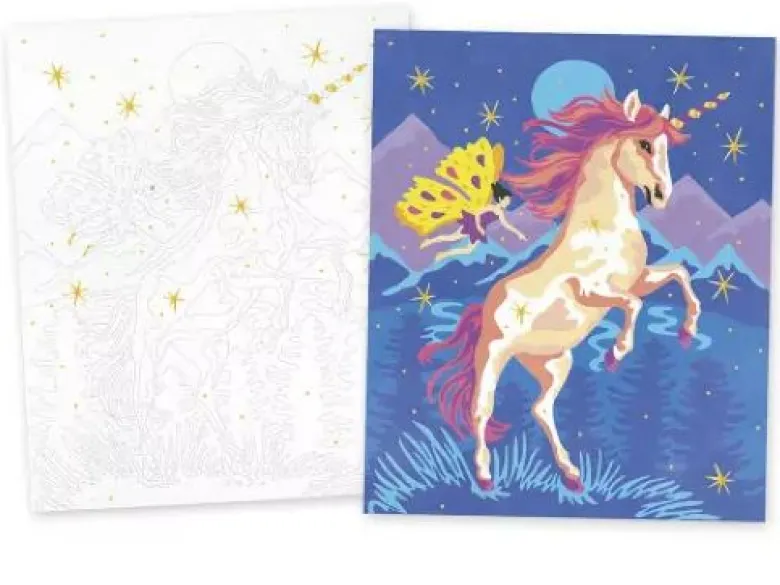 Janod Painting Kit, Paint by Numbers – Unicorns