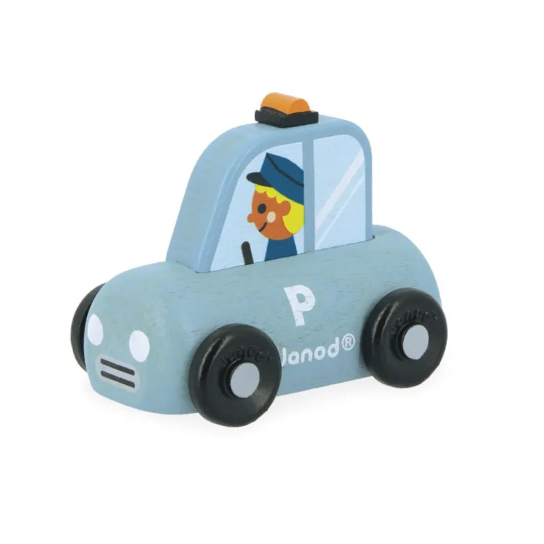 Janod Wooden Toy Car, Police Car