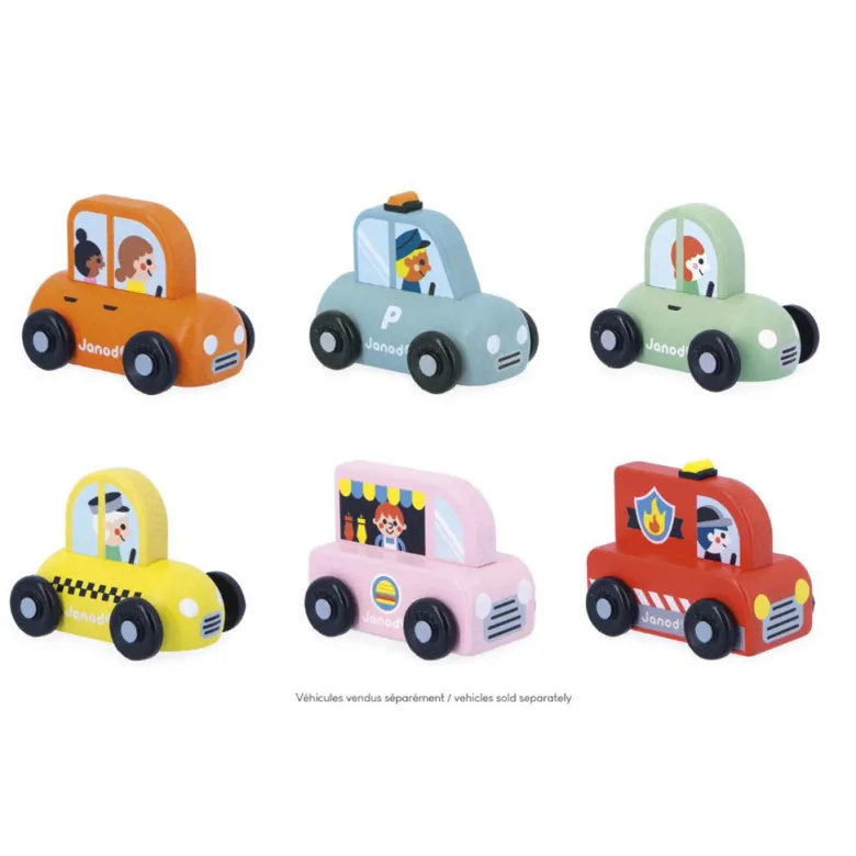 Janod Wooden Toy Car, Police Car