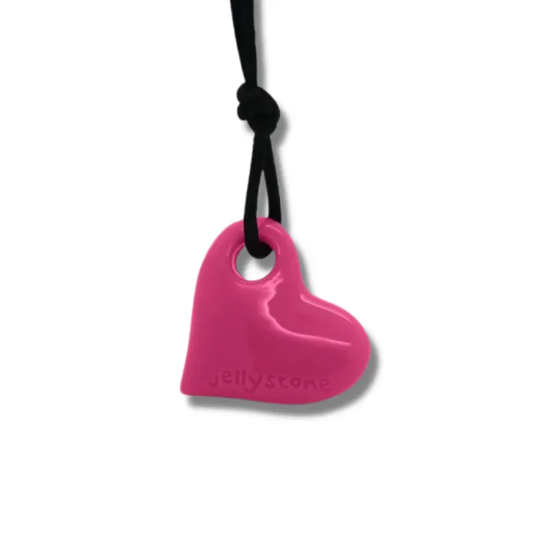 JellyStone Designs Sensory Chew Necklace, Firm - Pink Heart