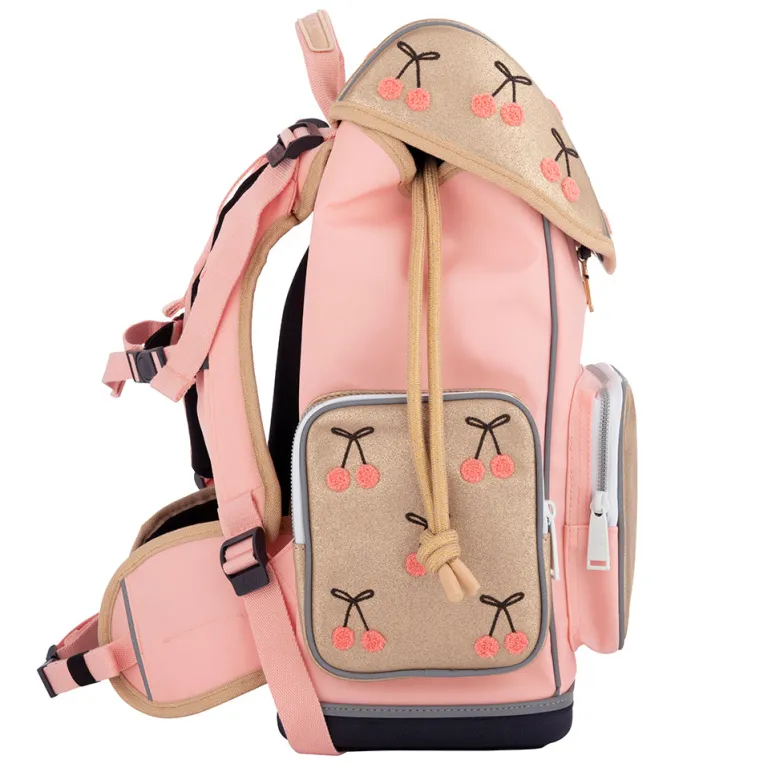 Jeune Premier Ergonomic Backpack, Cherry Pompon - For Ages 6-10