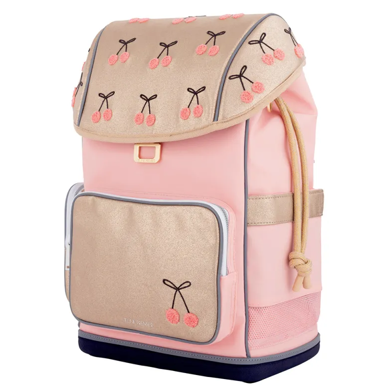 Jeune Premier Ergonomic Backpack, Cherry Pompon - For Ages 6-10