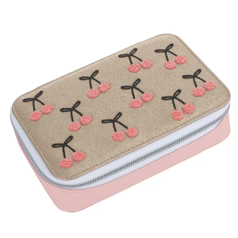 Jeune Premier Pencil Case with Accessories, Cherry Pompon