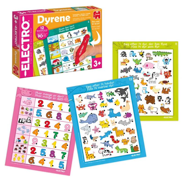 Jumbo Electro, Play and Learn with Light Pen - Animals, (Danish and Norwegian)