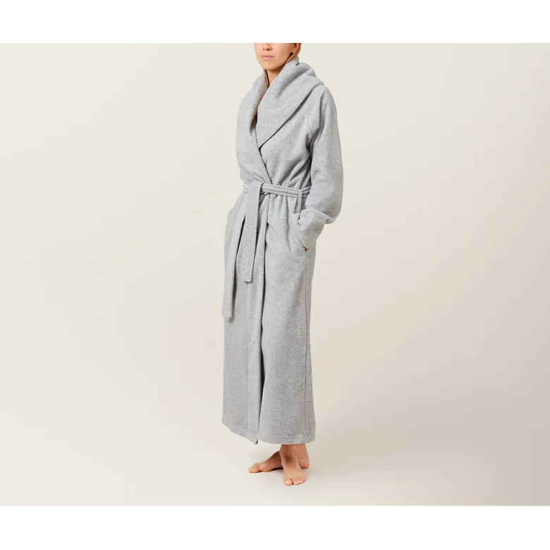 Karmameju Fleece Bathrobe in Light Grey – Sizes XS to L